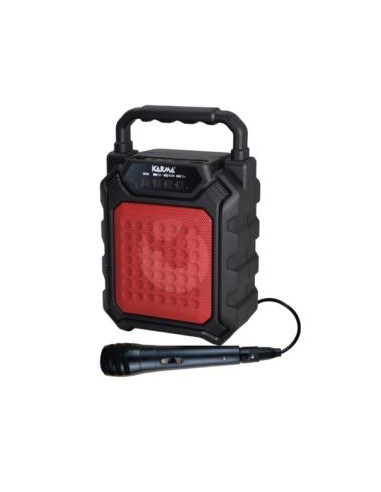 Cassa Amplificata Portatile 25w con Microfono e Luci LED KARMA griglia Rossa