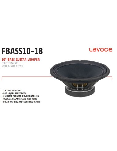 LA VOCE FBASS10-18 - GUITAR SPEAKERS 10" V.C.45mm 250W 95,5db