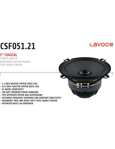 LaVoce CSF051.21 COASSIALE 5" 130mm 8 Ohm 100W V.C. 30mm 92.5dB LA VOCE