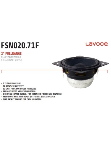 LaVoce FSN020.71F Fullrange 52mm (2 pollici)8 Ohm 30w V.C.20mm 87 db Neodimio