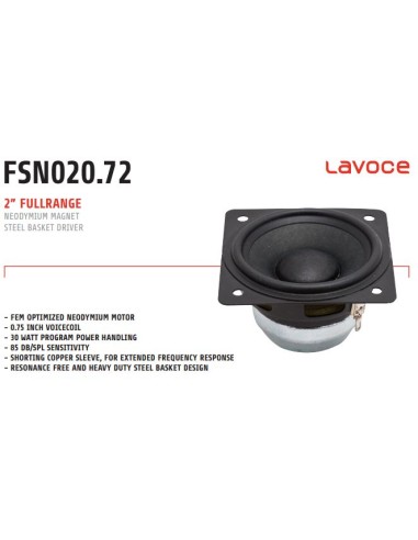 LaVoce FSN020.72 Fullrange 52mm (2 pollici)8 Ohm 30w V.C.20mm 85 db Neodimio