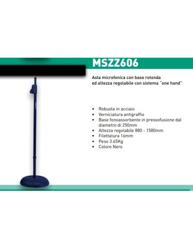 MSZZ606 - Asta Microfonica 1 Hand con altezza regolabile  88-158 cm