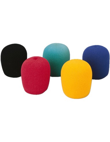 Set di spugne anti vento pe rmicrofoni di gomma piuma, 5 colori (blu, giallo, verde, rosso, nero)