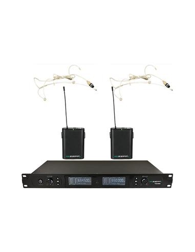 TXZZ801 Set con 2 microfoni ad archetto body kit wireless e ricevitore a rack UHF multicanale