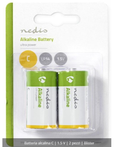Batteria alcalina C da 1.5 V 2 pezzi  Blister Nedis