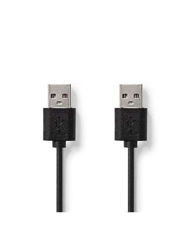 Cavo USB 2.0 | USB-A maschio | USB-A maschio | 480 Mbps | Placcato nickel | 2.00 m | Tondo | PVC | Nero | Etichetta