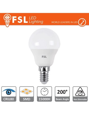 FSL Lampada led e14 5,5w Modello Sfera luce fredda 480 lumen