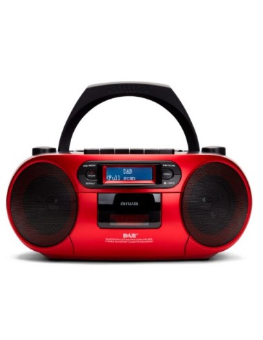 AIWA BBTU-550RD BoomBox ROSSO Portatile con CASSETTA / CD / USB / AUX /BT e Radio FM/AM