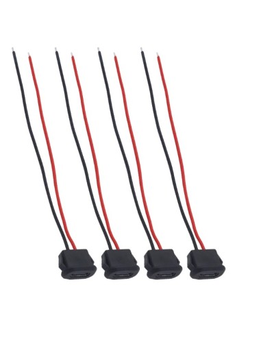 Set 4 pezzi connettore da pannello USB C con cavi rosso/nero